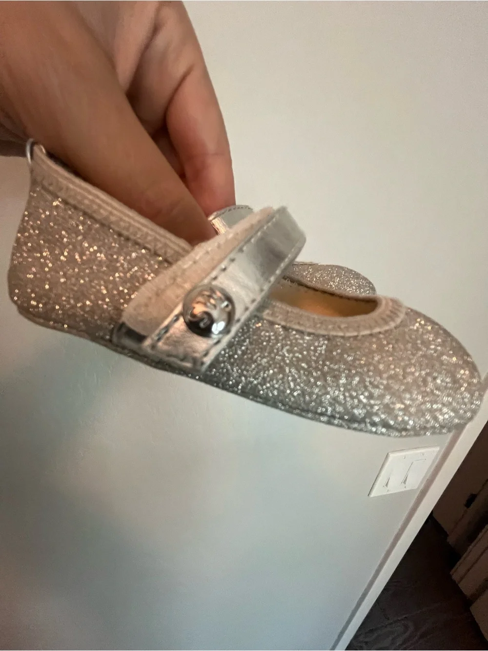 Stuart Weitzman Kids' Silver Glitter Mary Jane Shoes